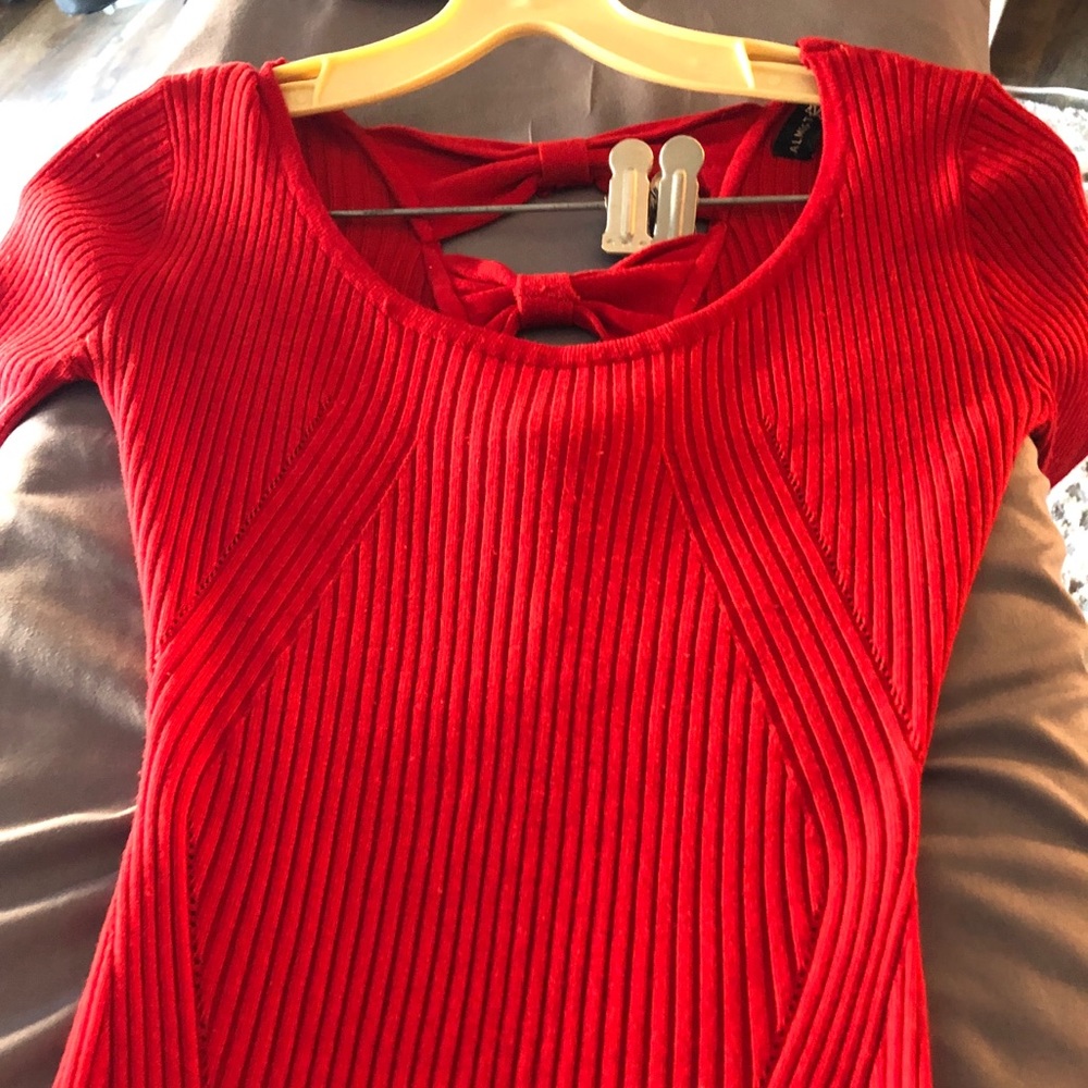 Red long sleeve fitted dress